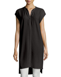 Eileen Fisher Cap Sleeve Silk Georgette Layering Dress