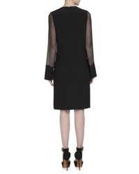 Givenchy Chiffon Sleeve Silk Crepe De Chine Dress