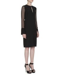 Givenchy Chiffon Sleeve Silk Crepe De Chine Dress