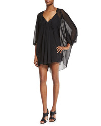 Diane von Furstenberg Fleurette Silk Mini Dress Black