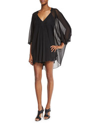Diane von Furstenberg Fleurette Silk Mini Dress Black