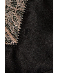 Maison Margiela Lace Trimmed Silk Charmeuse Dress Black