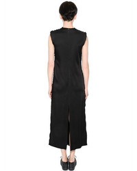 Calvin Klein Collection Pleated Satin Silk Crepe Dress