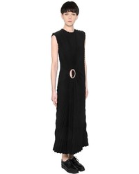 Calvin Klein Collection Pleated Satin Silk Crepe Dress