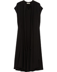 Balenciaga Pleated Silk Dress Black