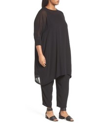 Eileen Fisher Plus Size Sheer Silk Georgette Tunic Dress