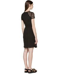 Burberry Prorsum Black Silk Lace Panel Dress