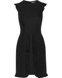 Fendi Ruffled Wool And Silk Blend Mini Dress Black
