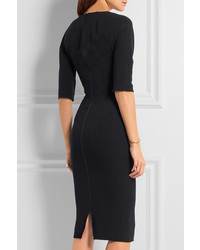 Victoria Beckham Silk And Wool Blend Crepe Dress Black