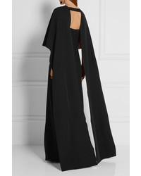 Valentino Cape Back Silk Cady Gown Black