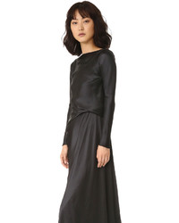 Edun Charmeuse Long Sleeve Draped Back Dress