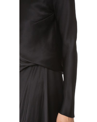 Edun Charmeuse Long Sleeve Draped Back Dress