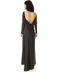 Edun Charmeuse Long Sleeve Draped Back Dress