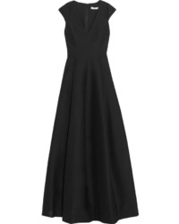 Halston Heritage Paneled Cotton And Silk Blend Faille Gown Black