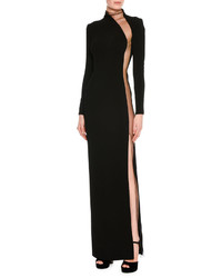 Tom Ford Illusion Panel Silk Long Sleeve Gown