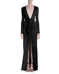 Givenchy Plunging V Long Sleeve Gown Black