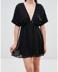 Twin Sister Kimono Sleeve Plunge Skater Dress