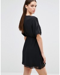 Twin Sister Kimono Sleeve Plunge Skater Dress