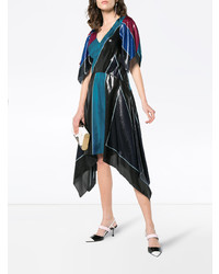 Dvf Diane Von Furstenberg V Neck Flutter Asymmetric Silk Dress