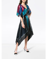 Dvf Diane Von Furstenberg V Neck Flutter Asymmetric Silk Dress