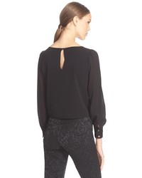 Alice + Olivia Bey Lace Accent Silk Blouse