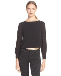 Alice + Olivia Bey Lace Accent Silk Blouse