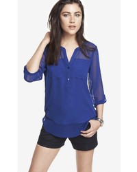 Express Chiffon Pieced Two Pocket Shirt