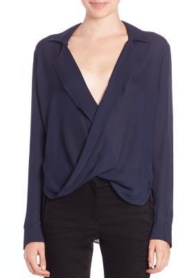 L'Agence Rita Drape Front Silk Blouse, $207