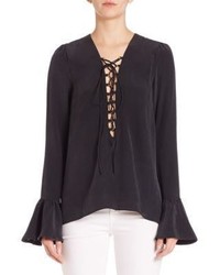 Stone_Cold_Fox Stone Cold Fox Powell Silk Lace Up Blouse