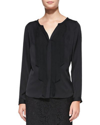 Milly Streamer Front Stretch Silk Blouse