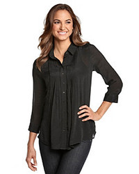 Fever Tm Pleated Button Front Chiffon Shirt