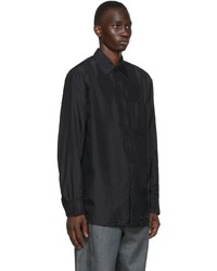 Dries Van Noten Black Crinkled Silk Shirt