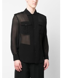 Saint Laurent Long Sleeve Sheer Silk Shirt
