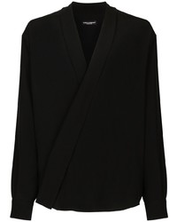 Dolce & Gabbana V Neck Long Sleeved Silk Shirt