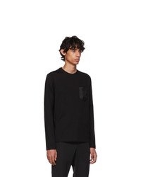Prada Black Satin Pocket Long Sleeve T Shirt