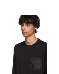 Prada Black Satin Pocket Long Sleeve T Shirt