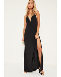 Missguided Black Silky Strappy Maxi Dress