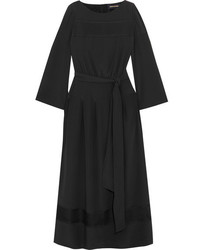 Vanessa Seward Motion Lace Trimmed Silk Maxi Dress Black