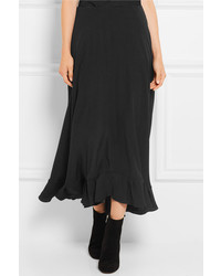 Chloé Ruffled Silk Crepe Maxi Skirt Black