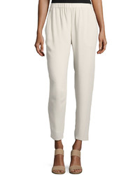 Eileen Fisher Silk Georgette Crepe Slouchy Ankle Pants Plus Size