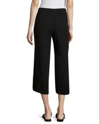 Eileen Fisher System Cropped Silk Straight Leg Pants