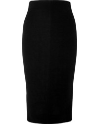 Victoria Beckham Silk And Wool Blend Crepe Pencil Skirt Black