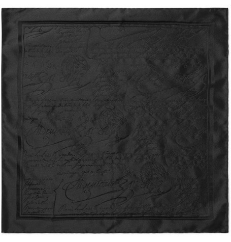 Berluti Scritto Mulberry Silk Jacquard Pocket Square, $135 | MR