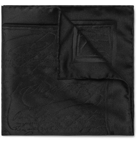 Berluti Scritto Mulberry Silk Jacquard Pocket Square, $135 | MR
