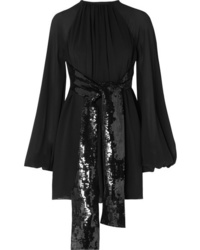 Saint Laurent Sequined Silk Tte Mini Dress