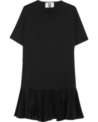 Topshop Unique Hybrid Cotton Jersey And Silk Crepe De Chine Mini Dress