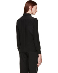 Saint Laurent Black Silk Bow Shirt