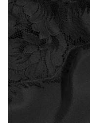 Stella McCartney Frederika Lace Paneled Silk Crepe De Chine Shirt Black