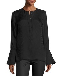 Equipment Kenley Bell Sleeve Silk Shirt Black