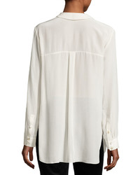 Eileen Fisher Long Essential Silk Crepe Shirt